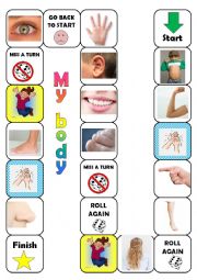 English Worksheet: Body Parts Boardgame