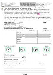 English Worksheet: Quiz on parts of the house and telling the time