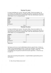 English Worksheet: Murder Mystery (intermediate level)