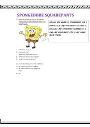 English Worksheet: Spongebob reading comprehension