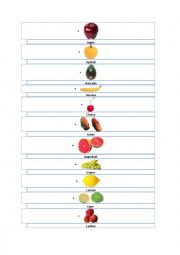 English Worksheet: the fruits in english