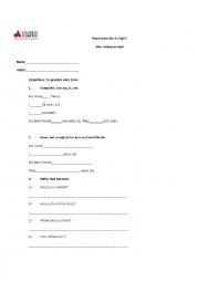 verb to be worksheet