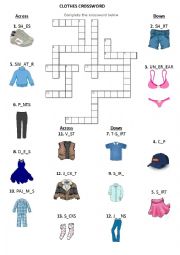 Clothes crossword