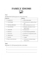 English Worksheet: Idioms