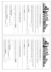 English Worksheet: NYC Part 2 questions for worksheet