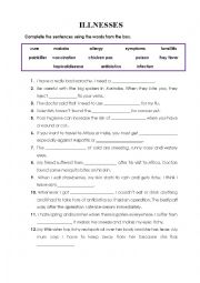 English Worksheet: Illnesses