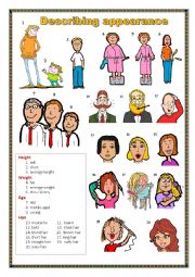 English Worksheet: Describing appearance