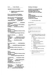 English Worksheet: Song: Alexander, the Great