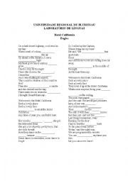 English Worksheet: Eagles - Hotel California 