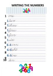 English Worksheet: Preschool - Writing the numbers