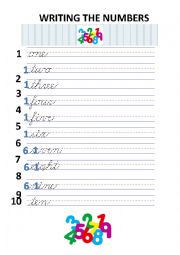 Preschool - Writing the numbers