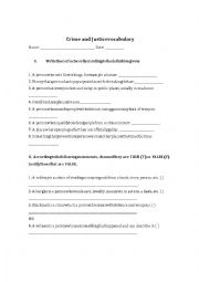 English Worksheet: Crime and Justice Vocabulary
