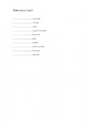 English Worksheet: Can vs Cant