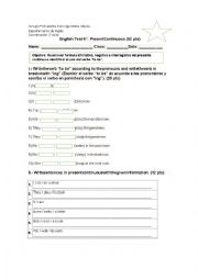 English Worksheet: present continuous test