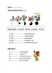 English Worksheet: Frequency adverbs