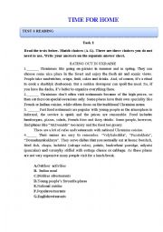 English Worksheet: time for home