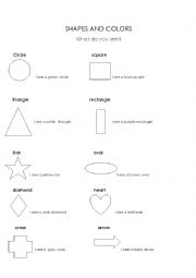 English Worksheet: shapes and colors