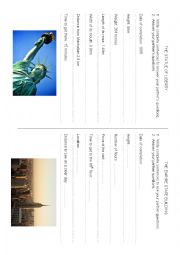 English Worksheet: Pairwork landmarks of New York City