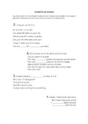 English Worksheet: Passive in songs