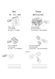 English Worksheet: Demonstratives and school supplies