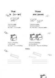 Demonstratives and school supplies that those