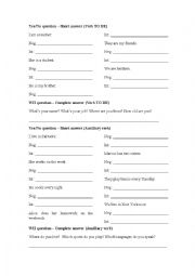 English Worksheet: Activity about verb to be and auxiliary verb