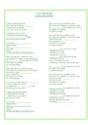 English Worksheet: Past Continuous Song: Call me maybe-Carly Rae Jepsen