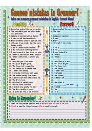 English Worksheet: Common Grammar mistakes