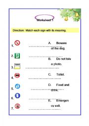 English Worksheet: signs1