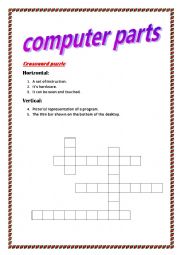 English Worksheet: parts of computer