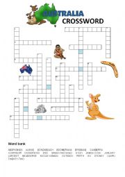 English Worksheet: Australia Crossword