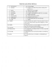English Worksheet: Words definitions