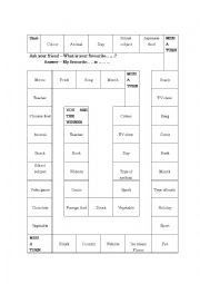 English Worksheet: My favourites, board game