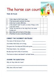 English Worksheet: The horse can count