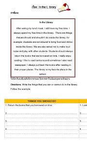 English Worksheet: In the library