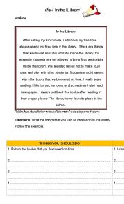 English Worksheet: In the library