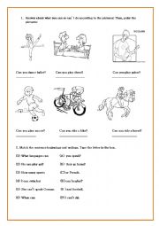 English Worksheet: abilities