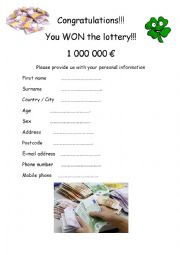 English Worksheet: Personal information 