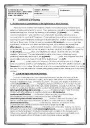 English Worksheet: Mid -term test n3 for 3rd formers Arts