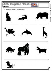 English Worksheet: Wild animals test