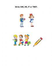 English Worksheet: Choose HE SHE THEY or IT