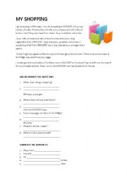 English Worksheet: MY SHOPPING