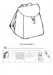 English Worksheet: School objects in a bag