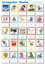 English Worksheet: Irregular verbs - write 3 forms