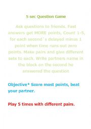 5 Seconds Question Game
