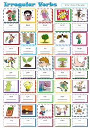 English Worksheet: Irregular verbs - write 3 forms (Part 2)