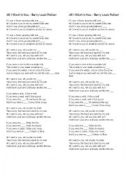 English Worksheet: All I Want Is You - Barry Louis Polisar