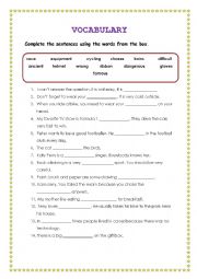 English Worksheet: Vocabulary