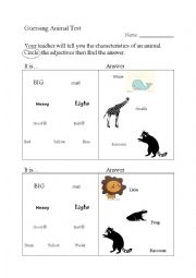 Guessing animals with adjectives
