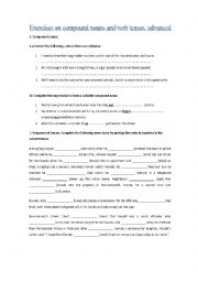 English Worksheet: Compound nouns and sequence of tenses